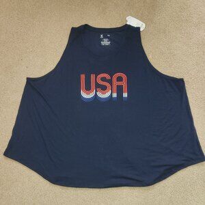 NWT Size 4X 28-30 Athletic Tank Xersion Woman Dark Blue USA Tank Top